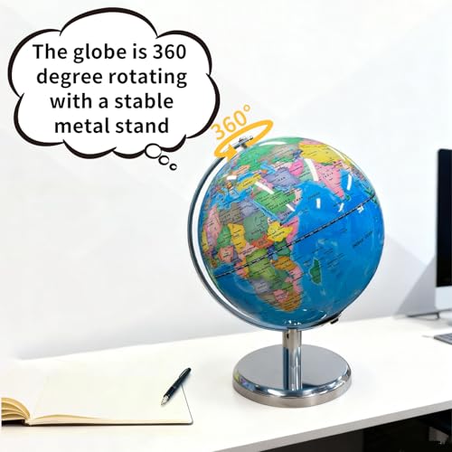 8-Inch Illuminated Globe for Kids with Metal Base | Educational & Night Light