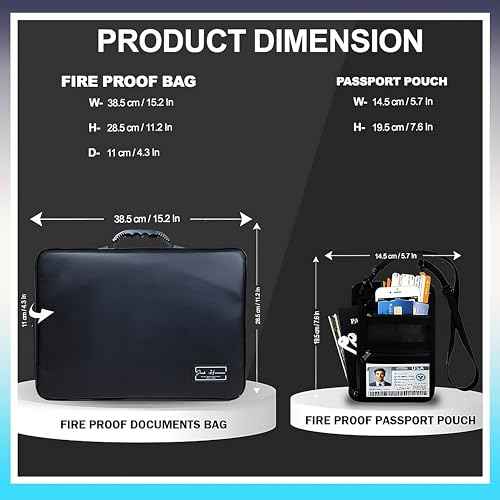 Fireproof Document Organizer Bag with Lock, 13 Labeled Pockets & Passport Pouch ? Waterproof File Folder for Home, Office & Travel
