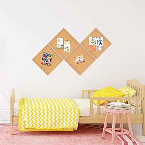 12x12 Cork Board Tiles Bulletin Board, 1/2" Thick Small Square Cork Boards for Walls, Self-Adhesive Cork Tiles for Home, Office, School, Bulletin Board Decorations(12mm,12pc)