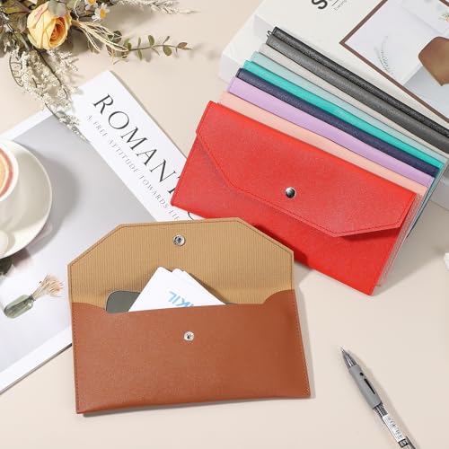 PATIKIL Red Leather Cash Envelope Wallet Budget Holder Reusable Money Bag