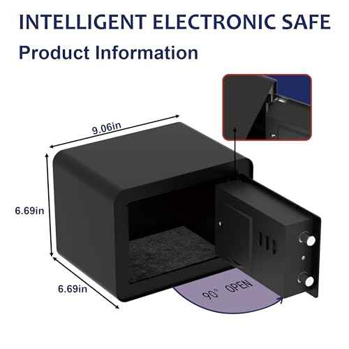 Small Safe Box - Home Safe for Money Jewelry Documents, Solid Lock Box, Mini Security Box for Kids with Digital Electronic Security Keypad for Home Office Hotel (Black)
