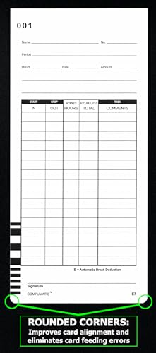 1000 Compatible Lathem 7000E & 7500E Time Cards, Barcoded, Double-Sided, 3.375 x 7.3125 Inches