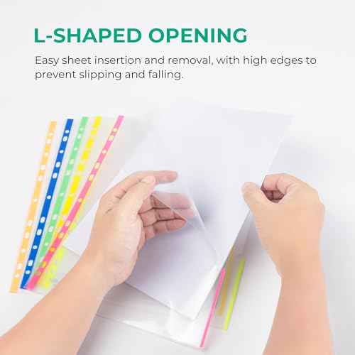 100 Pack, 8.5 x 11 Plastic Sheet Protectors, Premium Heavy Duty, Color-Coded Edges, Top & Side Loading Plastic Sleeves, Page Protectors for 3 Ring Binder