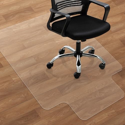 SHAREWIN Clear Office Chair Mat for Hardwood Floors 47x36 Rectangle with Lip, Heavy Duty Floor Protector