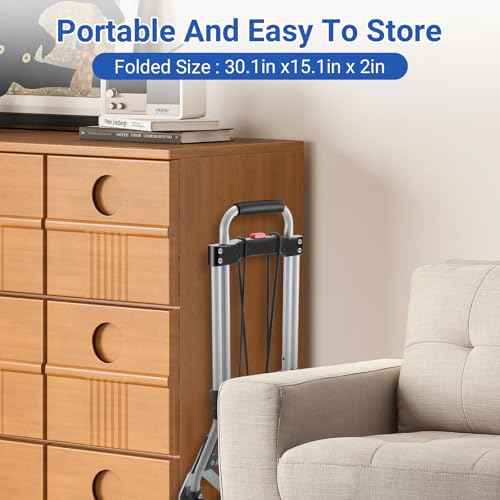 Folding Hand Truck and Dolly, 200 LB Capacity Upgraded Aluminum Dolly Cart, Portable Folding Hand Cart for Travel, Moving, Shopping, Office Use, Black