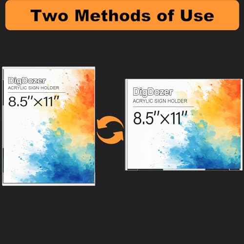 12 Pcs Acrylic Sign Holder 8.5 x 11, Dual-Purpose Wall Mount Sign Holders with Adhesive, Clear Plastic Frames Paper Display Sign Holders for Office, Store, Restaurant - Horizontal or Vertical