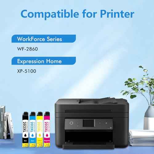 202XL 202 Ink Cartridges Multipack Remanufactured Replacement for Epson 202 202XL Ink Cartridges for Epson Printer Workforce WF-2860 Expression Home XP-5100 Printer (Black Cyan Magenta Yellow,4 Pack)