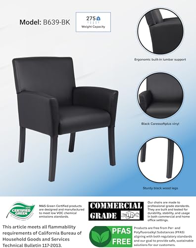 Boss Executive Box Arm Chair with Mahogany Finish – 25.5" D x 24.5" W x 35.5" H