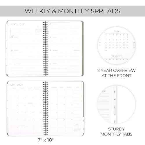 Aesthetic 2025-2026 Academic Planner - A Beautiful 7" x 10" Daily Planner for Women or Men with Weekly & Monthly Spreads For The 25-26 School Year - Runs From July 2025 - June 2026