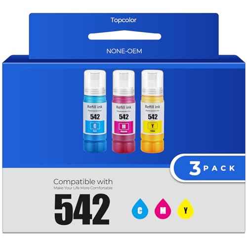 542 Ink Refill Bottles Color Combo Pack ET-5850 ET-5150 ET-5170 ET-16650 Replacement for 542 Ink Refill Bottles Work with ET-5150 ET-5170 ET-5180 ET-5800 ET-5850 ET-5880 ET-16600 ET-16650