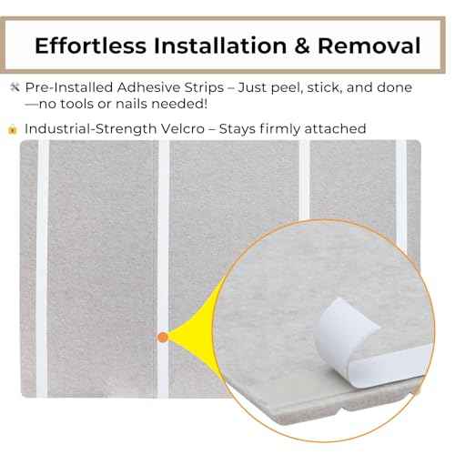 Foldable Bulletin Board 48x36 Large, Felt Cork Board for Wall with Adhesive Tape, Fabric Pin Board for Office, Home, School, Classroom, Kitchen, Dorm Room, Includes 30 Pins, Ivory Tan