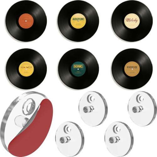 Modern JP Clear 4-Pack Adhesive Vinyl Wall Mount for Discs – Minimalist Record Display