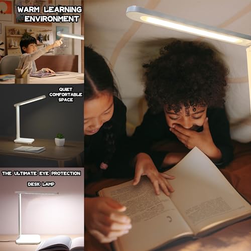 Dimmable LED Desk Lamp with 3 Lighting Modes, Eye Care, USB Charging, Home Office Study Light