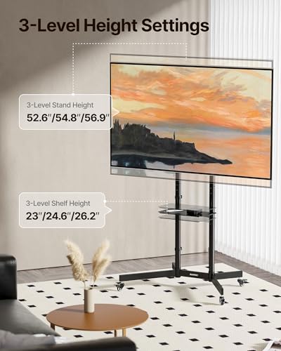 Heavy-Duty Rolling TV Stand for 32–85