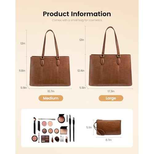 LOVEVOOK Laptop Tote Bag for Women,Work Tote with Wristlet,PU Leather Computer Bag for Teacher,Office, Daily