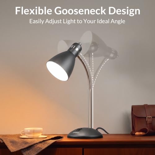 LEPOWER Sandy Black Metal Desk Lamp, Adjustable Goose Neck Reading Light