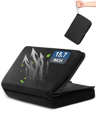 FASTMOMENT Portable 15.7'' Foldable Airplane Seat Cushion – Black, Standard Size