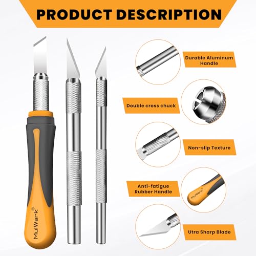 MulWark 16-Piece Precision Hobby Knife Set for Crafting & Modeling