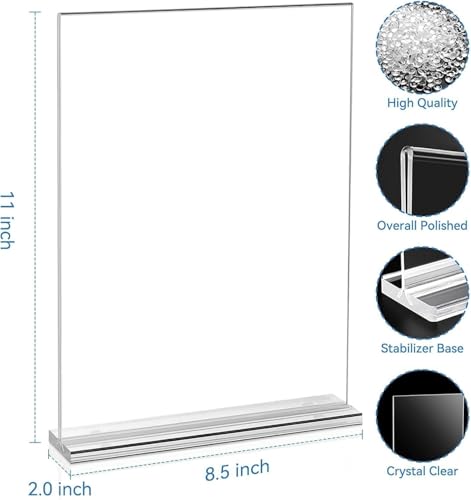 EHWINE 10 Pack Acrylic Sign Holders 8.5 x 11 Inch Double-Sided Tabletop Display Stands