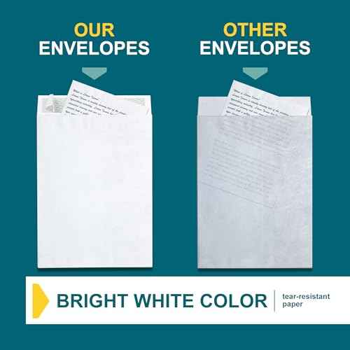 Tyvek Envelopes ? 9x12 Mailer Tear Resistant Envelopes Tyvek¢ç Construction & Easy Self Seal Closure ?Bright White ? Bulk Pack of 50 ? 9 x 12 Inch