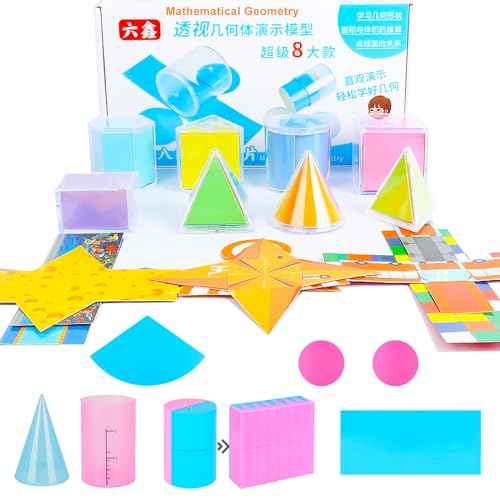 3D Geometric Solids Geometric Shapes 8 Solids Shapes and 1 Cylinder Cone Volume Surface Area Demonstrator Set Teacher Aids Math Helper School Supplies