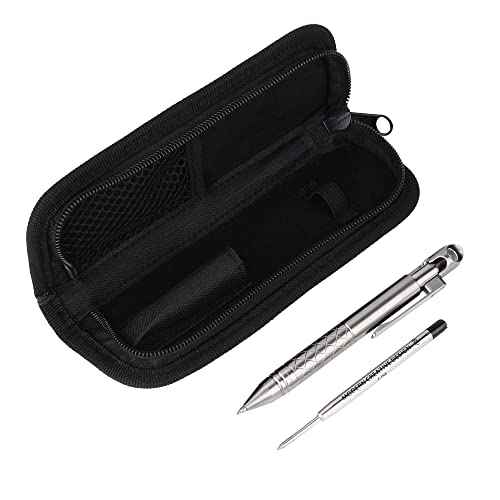 SMOOTHERPRO Titanium Bolt Action Pen with Tungsten Side for EDC Pocket Outdoor Collection Signature Office School Color Stonewash (TI01BK)