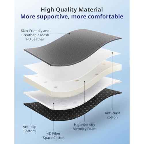 Seat Cushion, Extra Large Memory Foam Office Chair Cushion, Ergonomic Pressure Relief Car Seat Pad, Tailbone Pain Relief Cushion with Anti- Slip Rubber Dots, Breathable Wheel Seat Cushion - Grey