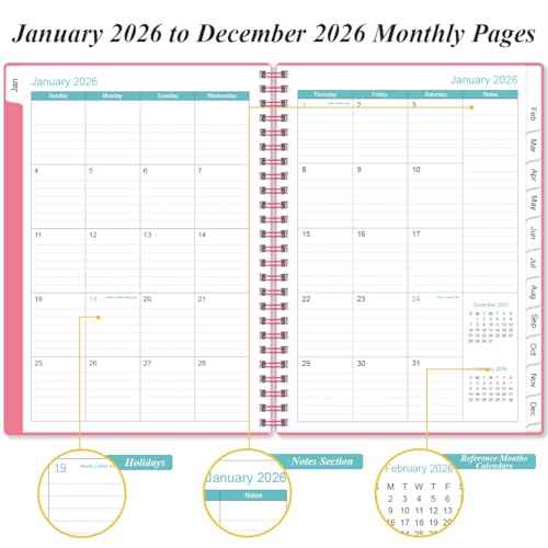 2026 Appointment Book & Planner - Hourly Planner from January 2026 to December 2026, Weekly Appointment Book 2026 with 30-Minute Interval, 6.4" x 8.5", Pink
