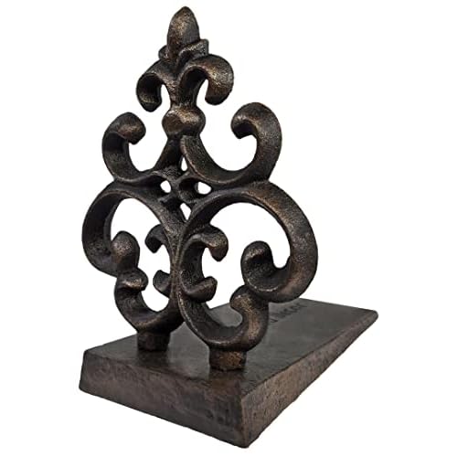 Lulu Decor, Cast Iron Fleur De Lis Door Stop, Door Stopper in Antique Black Finish, Beautiful and Useful Product (1 Piece)