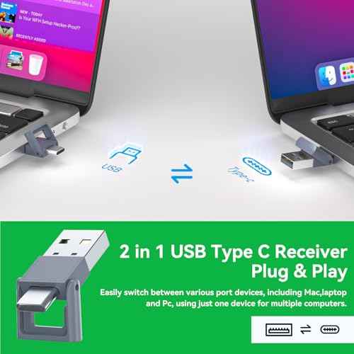 Presentation Clickers for PowerPoint Presentations, [Aluminum Alloy] + [2 in 1 USB C/A] PowerPoint Clicker with Laser Pointer Wireless Presenter PPT Slide Remote Control Clicker for Mac, Computer