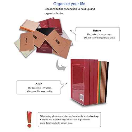 MerryNine Acrylic Book Ends 20pcs for Shelves, Clear Bookends for Shelves, Book end Organizer, Book Holder Stand Decorative, Book Stoppers for Heavy Duty Books (7.08"x4.72"_10 Pairs)