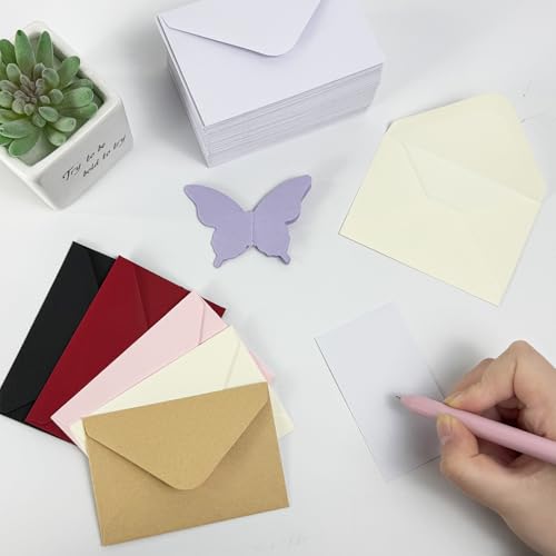 White Mini Gift Card Envelopes 4 x 2.75 inch Pack of 100 - Self-Sealing Business Card Sleeves