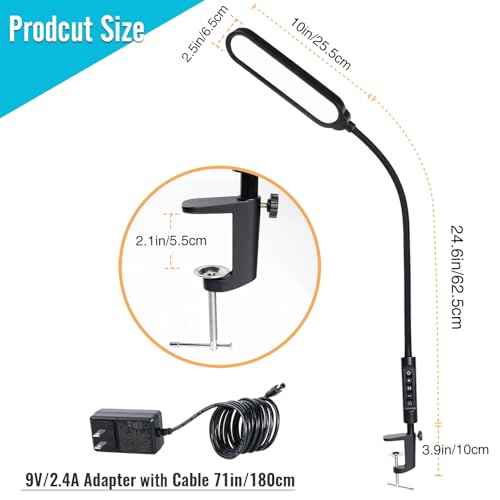 Clamp Lamp, Ultra Bright Clip on Light, CRI>95,18W, 3000 LMS, 3 Color Modes, Soft Touch Control with Timer, Eye-Caring Task Lamp with Remote for Reading, Home, Office (Adapter Included)