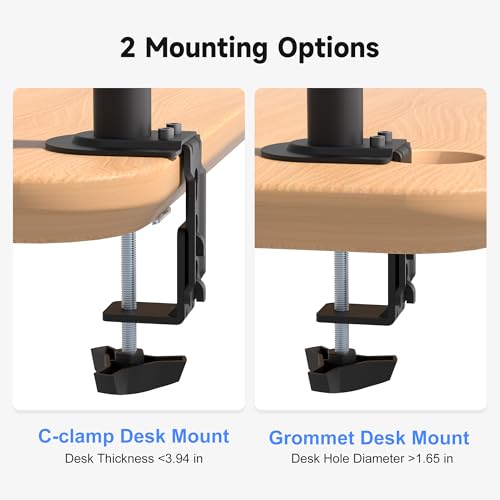 Pholiten Dual Monitor Stand, Heavy Duty Adjustable Monitor Arm Desk Mount for 2 Screens up to 32 Inches, Tilt, Swivel, Rotate, Supports Tilt, Swivel, Rotate, Supports 22 lbs per Monitor Arm