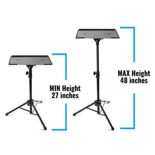 Plixio Adjustable Laptop Projector Stand - Portable Podium Tripod Mount, DJ Mixer Desk Computer Stand Tray and Holder (27" to 48")