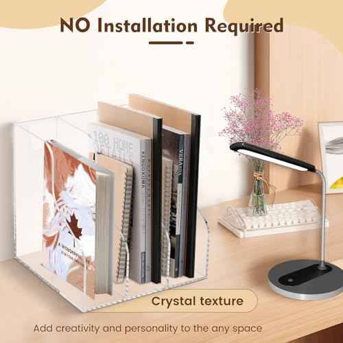 Werhoo A4 Thickened Acrylic Desk Organizer with 3 Vertical Compartments, Scratch-Resistant Pads