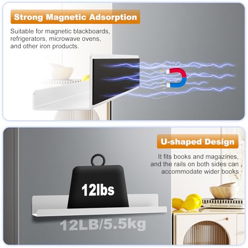 TJDUK White Magnetic Book Shelf 17 Inch Heavy Duty Classroom Organizer