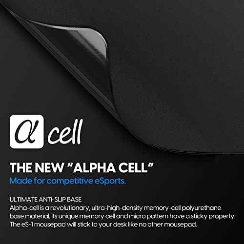 Pulsar - eS1 Esports Professional Level Gaming Mouse Pad 3mm Thickness Anti-Slip Base Anti-Fray Precision Stitching Medium to high Glide Speed 19.3in x 16.5in (XL, Black)