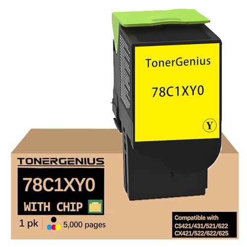 CS421 CX421 Toner Cartridges 78C1XY0 Compatible with Lexmark CS421 CS431 CS521 CS622 CX421 CX522 CX622 CX625 Toner Cartridges 1-Yellow