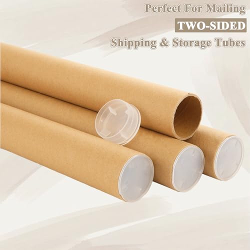 20 Pack Kraft Mailing Tubes 1.5x12 Inches with Caps for Shipping & Art