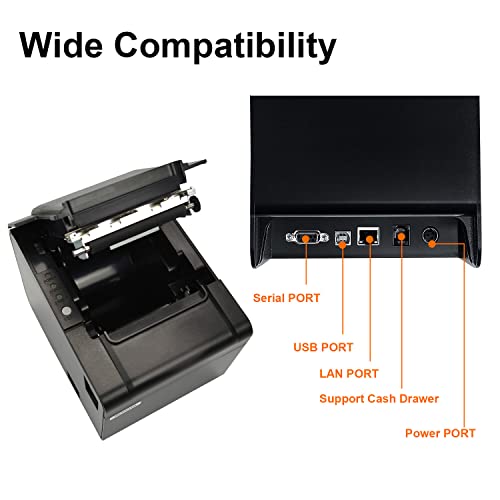 Rongta 80mm USB Thermal Receipt Printer with Auto Cutter - Black