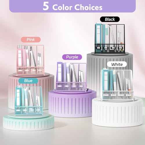 SUPEASY Magazine File Holder Desk Organizer, Metal Binder Holder with 4 Vertical Compartments for Office Home School, Purple Plus