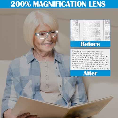 200% Magnifying Glasses with Light,USB Rechargeable LED Lighted Magnifying Eyewear,Hands Free Head Magnifier Eyeglasses for Close Work,Hobbies,Reading,Craft,Jewellery,Sewing