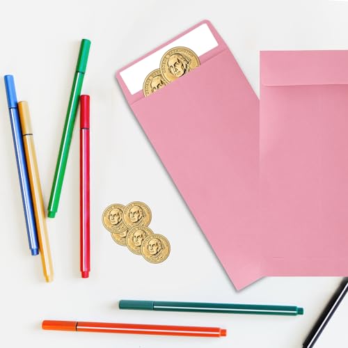 Pink 100 Pack Self-Sealing Cash Envelopes 3.5 x 6.5 Inch for Savings and Money Management