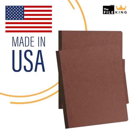 The File King One Divider Brick Red Pressboard Classification File Folder - Letter Size | Box of 10 | Top Tab | 2¡± Expansion | Four 2-Inch Durable Fastener Prongs | USA Made