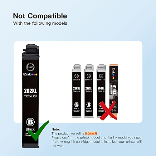E-Z Ink 202XL Ink Cartridges High Capacity Remanufactured for Epson 202 XL 202XL T202XL to Use with Expression Home XP-5100 Workforce WF-2860 Printer (1 Black 1 Cyan 1 Magenta 1 Yellow, 4 Pack)