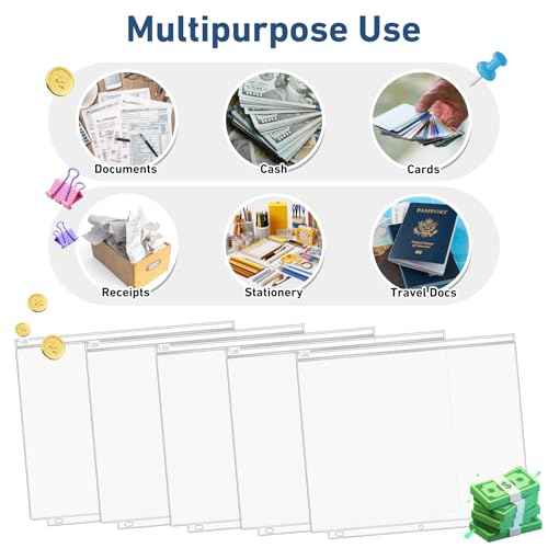 Antner 48 Pack Letter Size Binder Pockets for 3-Ring Binder Zipper Pouch Waterproof PVC Document Organizer 3-Hole Loose Leaf Folders File Sleeves Storage Bags Side Loading for Business Office Supplies