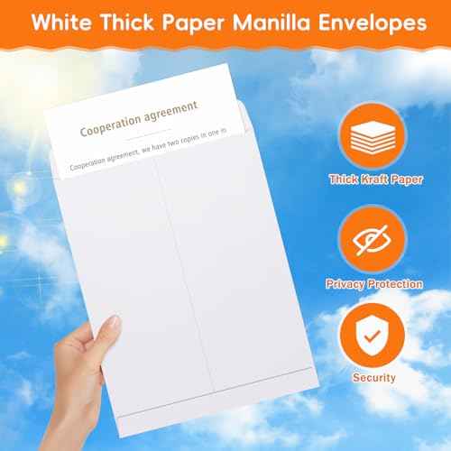 25 Pack Catalog Mailing Envelopes, 9 x 12 Inches Self-Seal White Manilla Envelopes for Mailing, Organize, storage, Home, Office Business