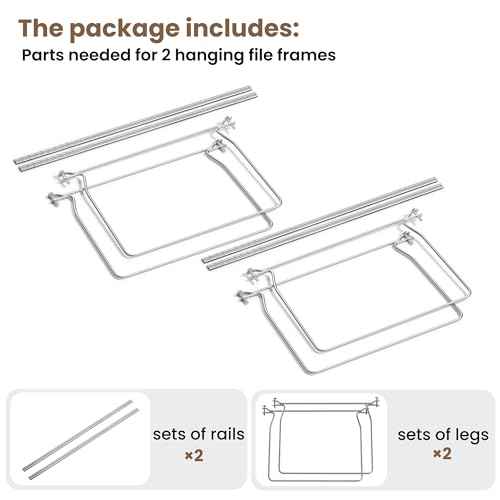 SUNEE Hanging File Folder Frame, Letter Size Files Holder Bars,17.5 Inches, Set of 2