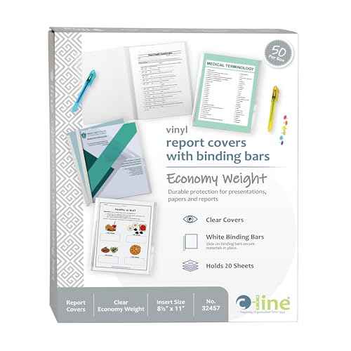 C-Line Report Covers with Binding Bars, Economy Clear Plastic, White Bars, 8.5 x 11 Inches, 50 per Box (32457) (Pack of 2)
